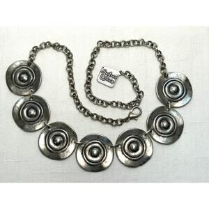 Skifska Etnika Ukraine Handmake Silver Tone Statement Necklace Boho Tribal 18in